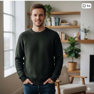 Banana Republic Men’s Olive Green Waffle Knit Sweater - Size M